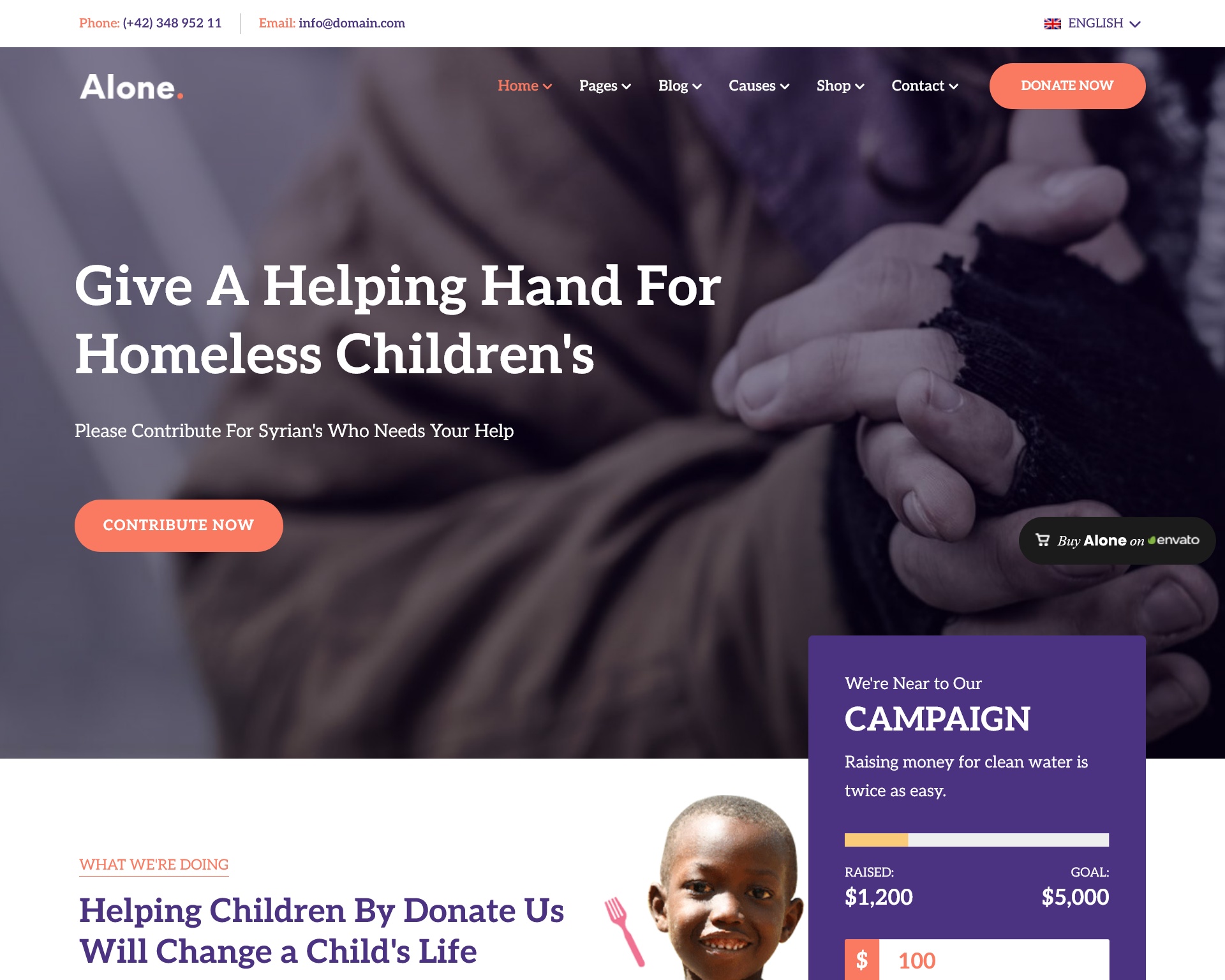 Alone Charity Multipurpose  Nonprofit WordPress Theme