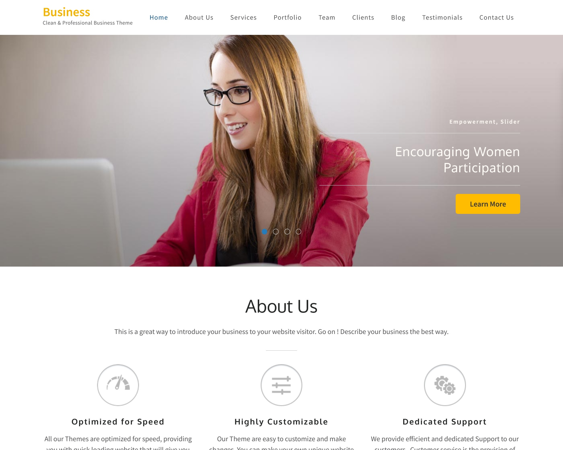 Business One Page WordPress Theme