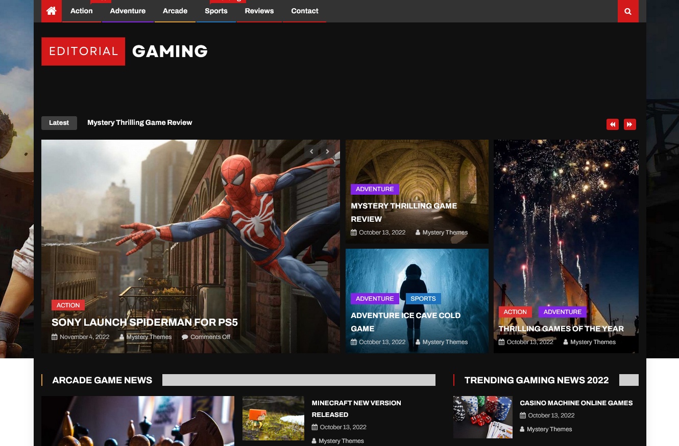 Editorial Gaming WordPress Theme