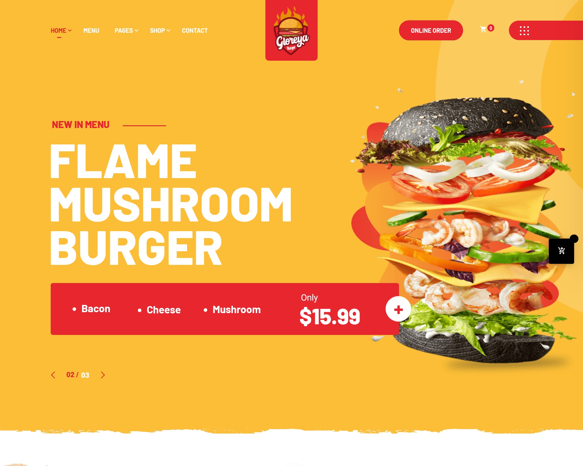 Gloreya – Restaurant Fast Food & Delivery WooCommerce Theme