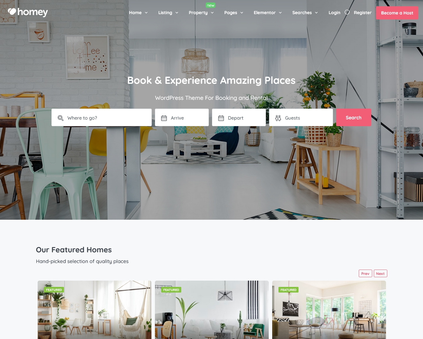 Homey Booking WordPress Theme