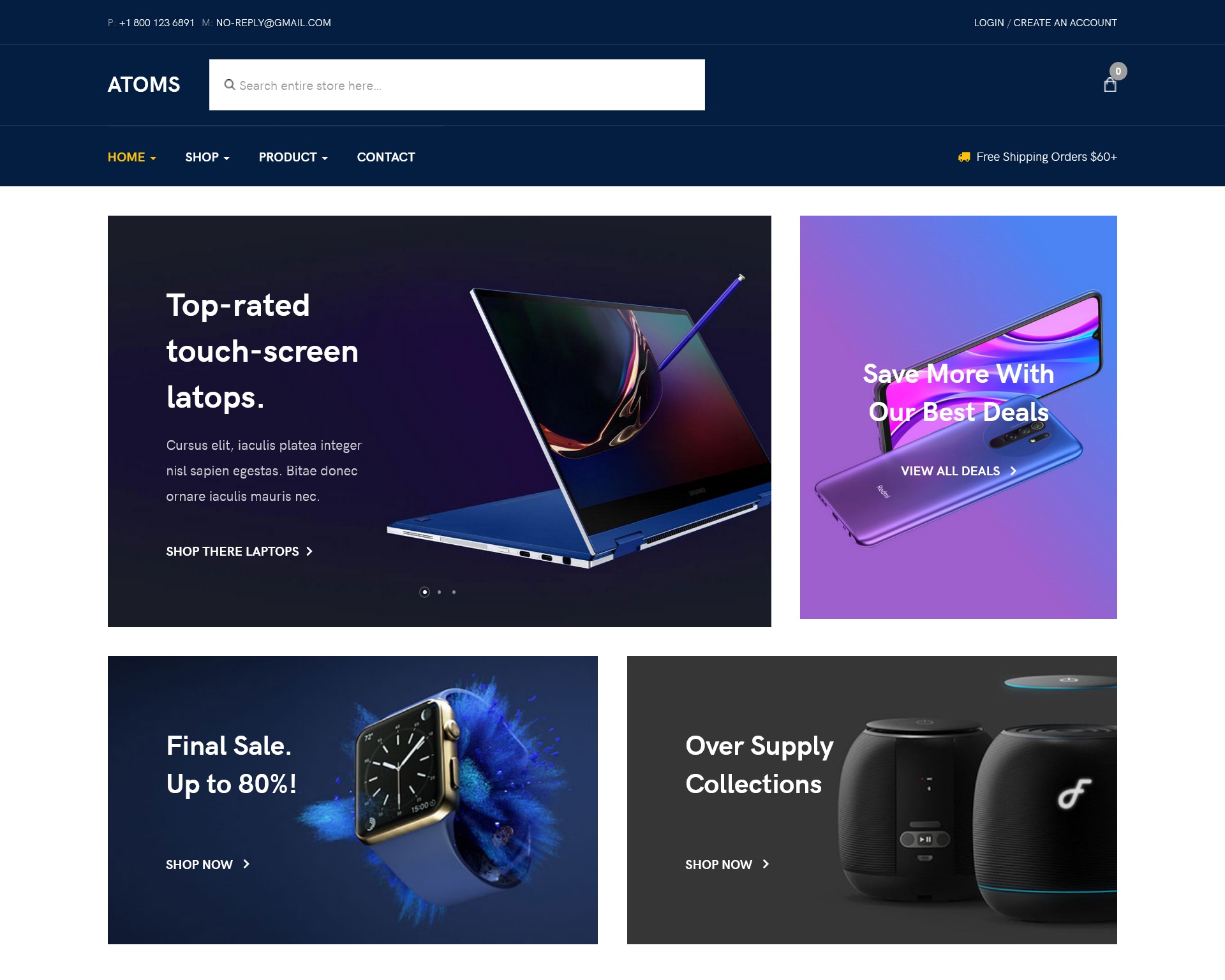 JA Atoms Multipurpose Joomla template for eCommerce