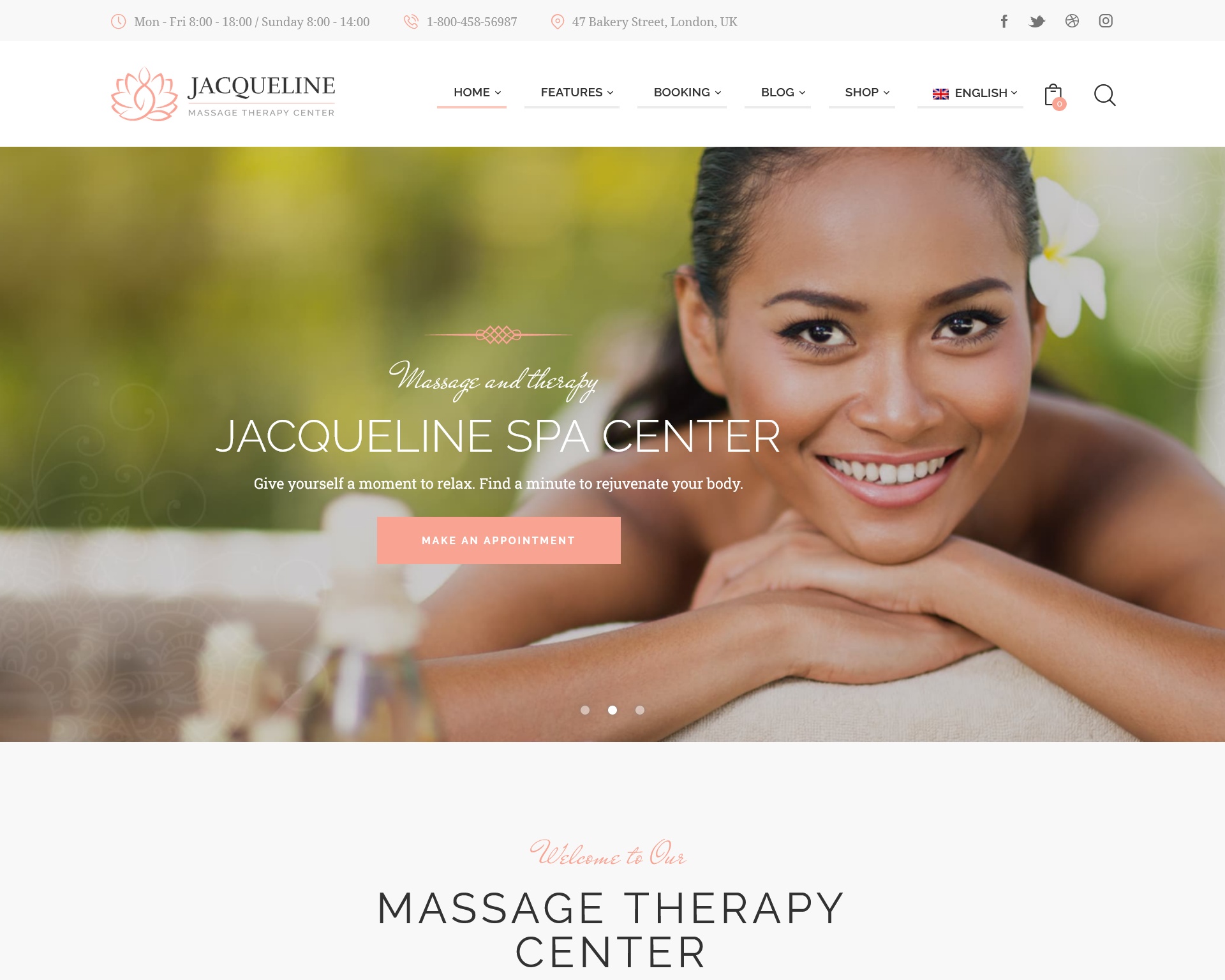 Jacqueline Massage Therapy Center WordPress Theme