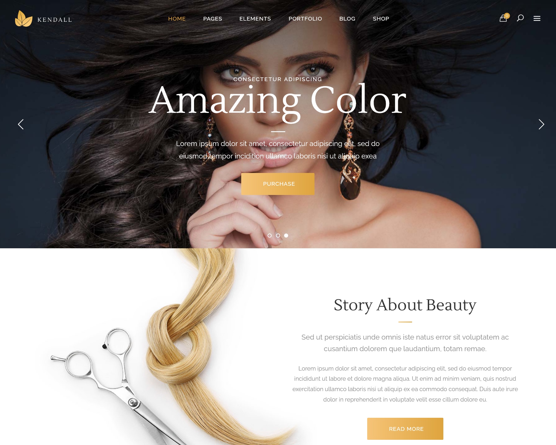Kendall WordPress Theme for Spa Hair & Beauty Salons