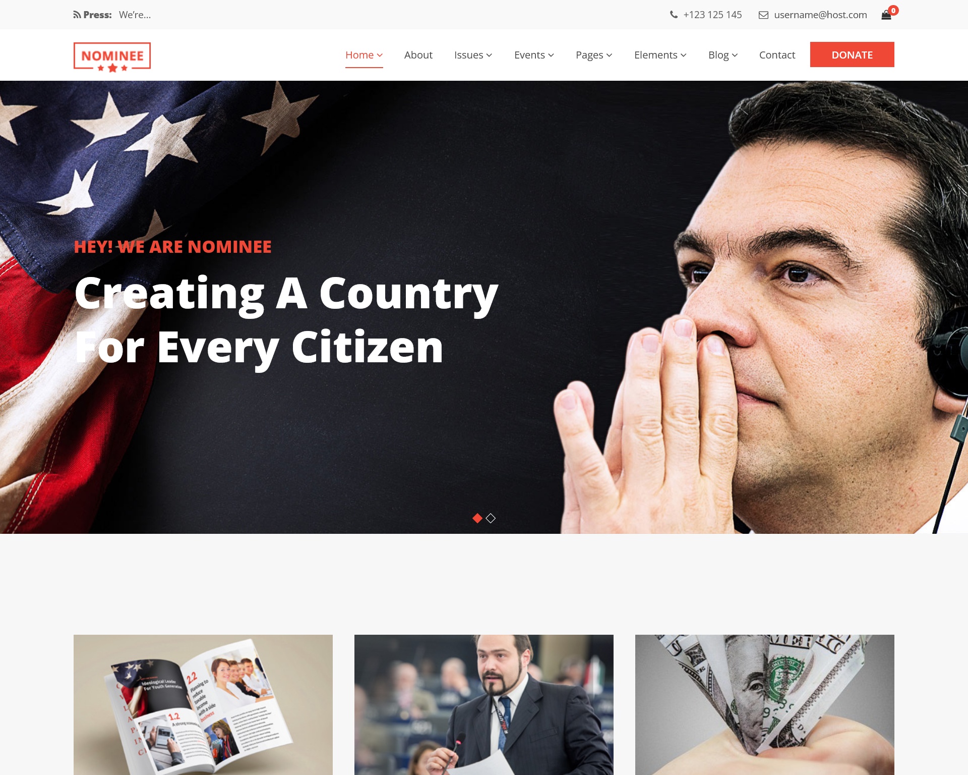 Nominee Political WordPress Theme