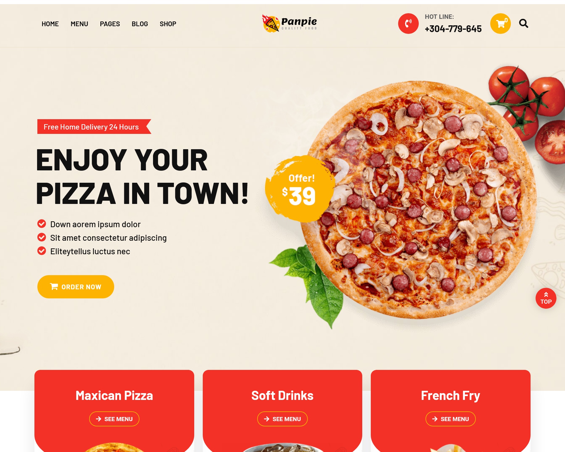 Panpie Restaurant WordPress Theme