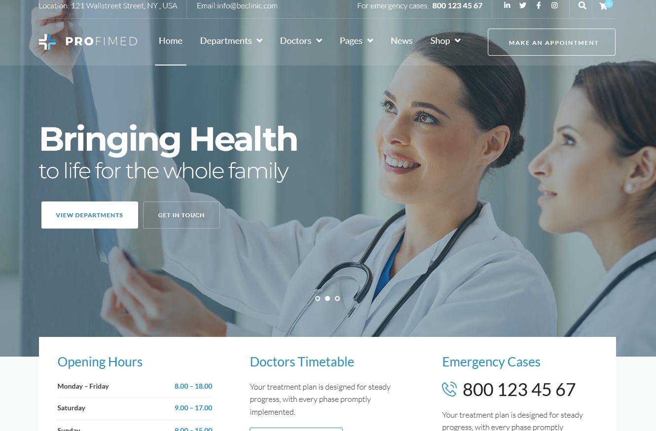 Profimed Medical Website WordPress Theme