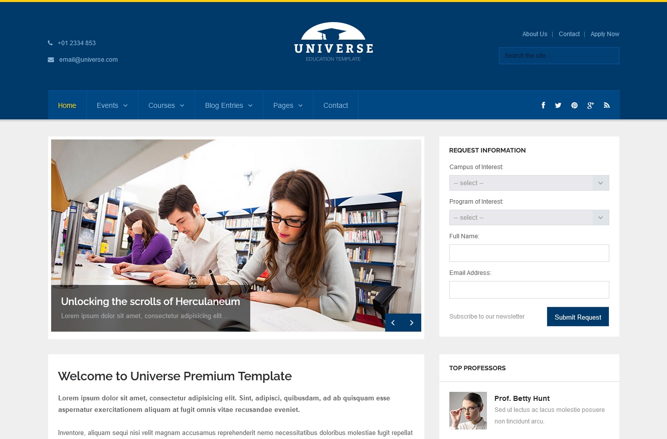 Universe Education HTML Website Template