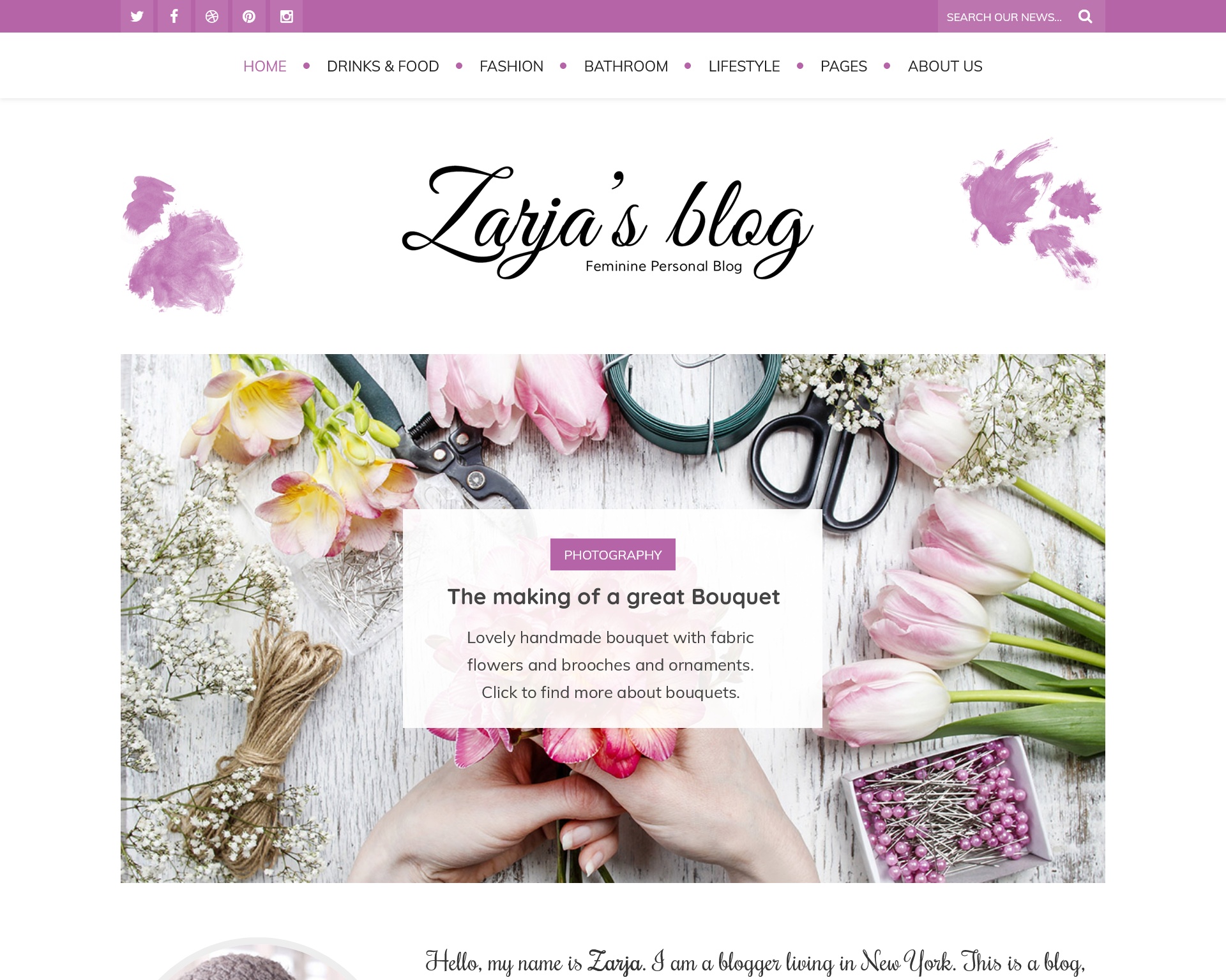 Zarja Feminine WordPress Blog Theme