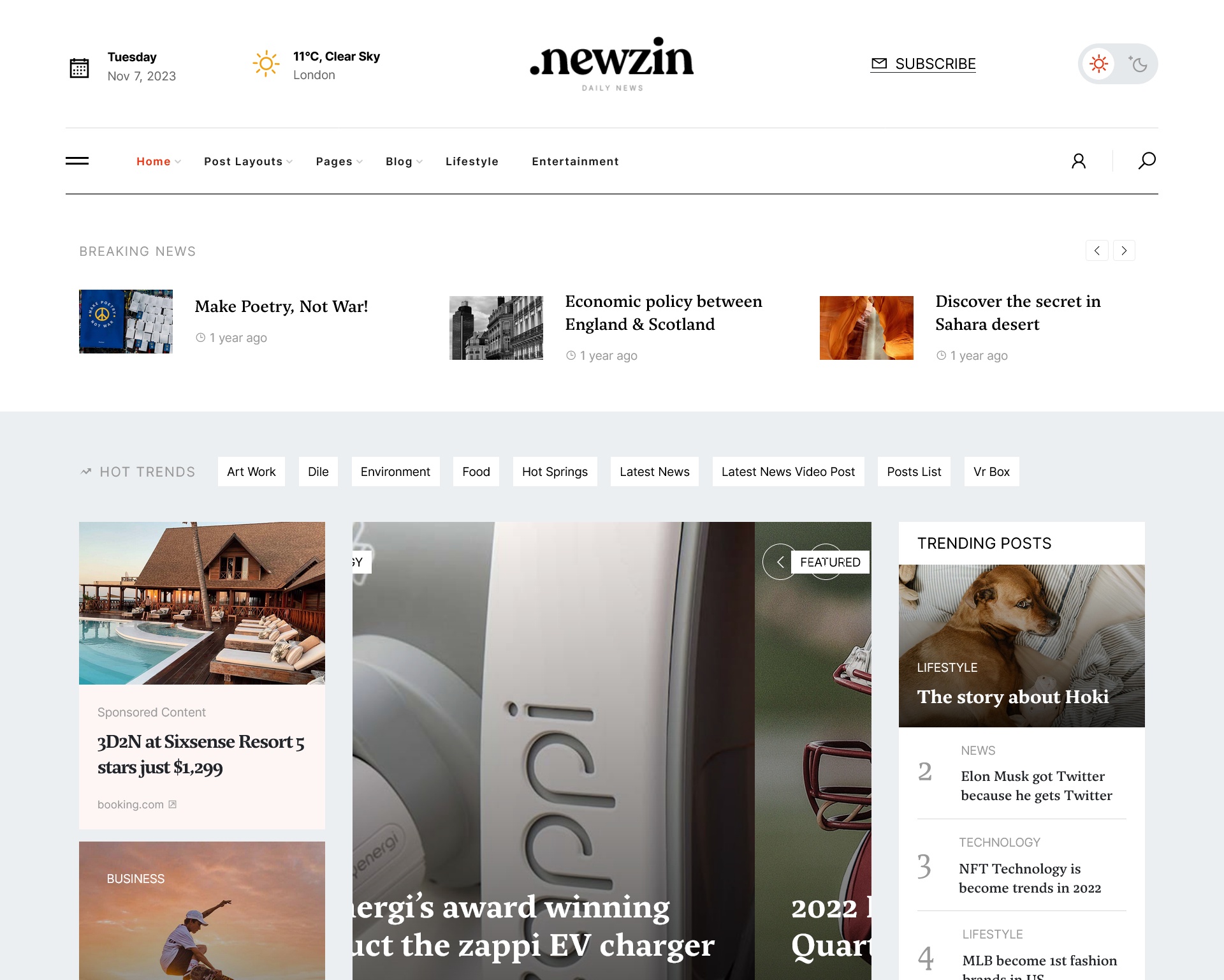 Newzin Magazine & Blog WordPress Theme