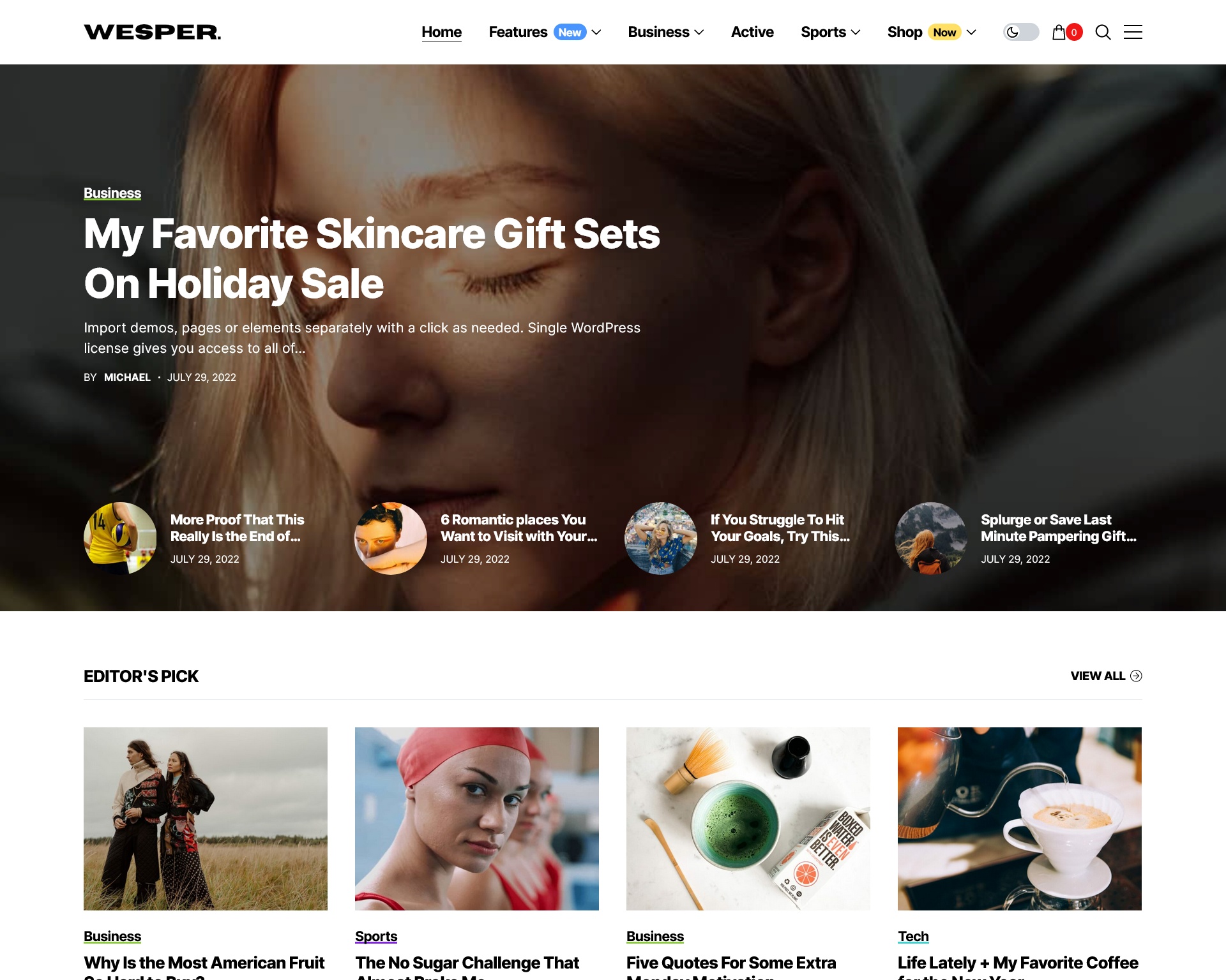 Wesper Magazine WordPress Theme