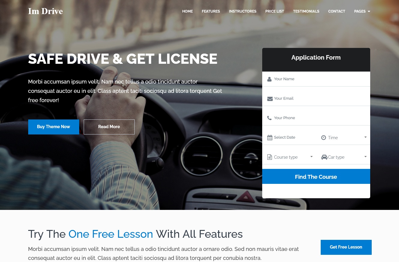 Im Drive Driving School WordPress Theme 