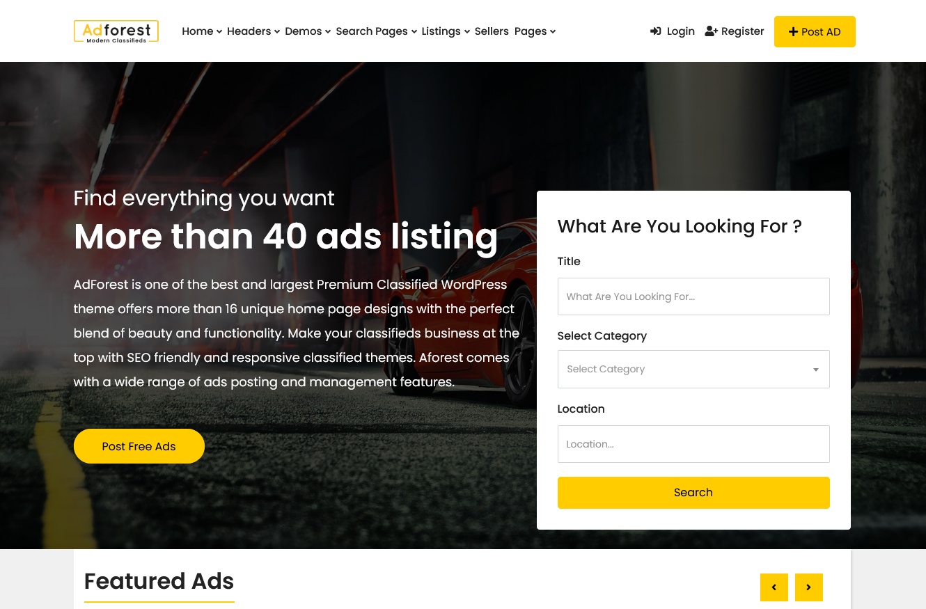 Adforest Pro Classified Ads WordPress Theme