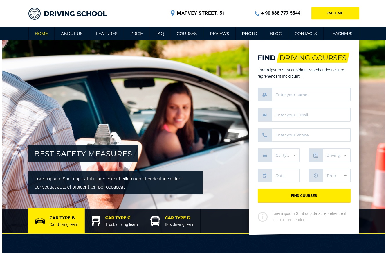 Driving School WordPress Theme