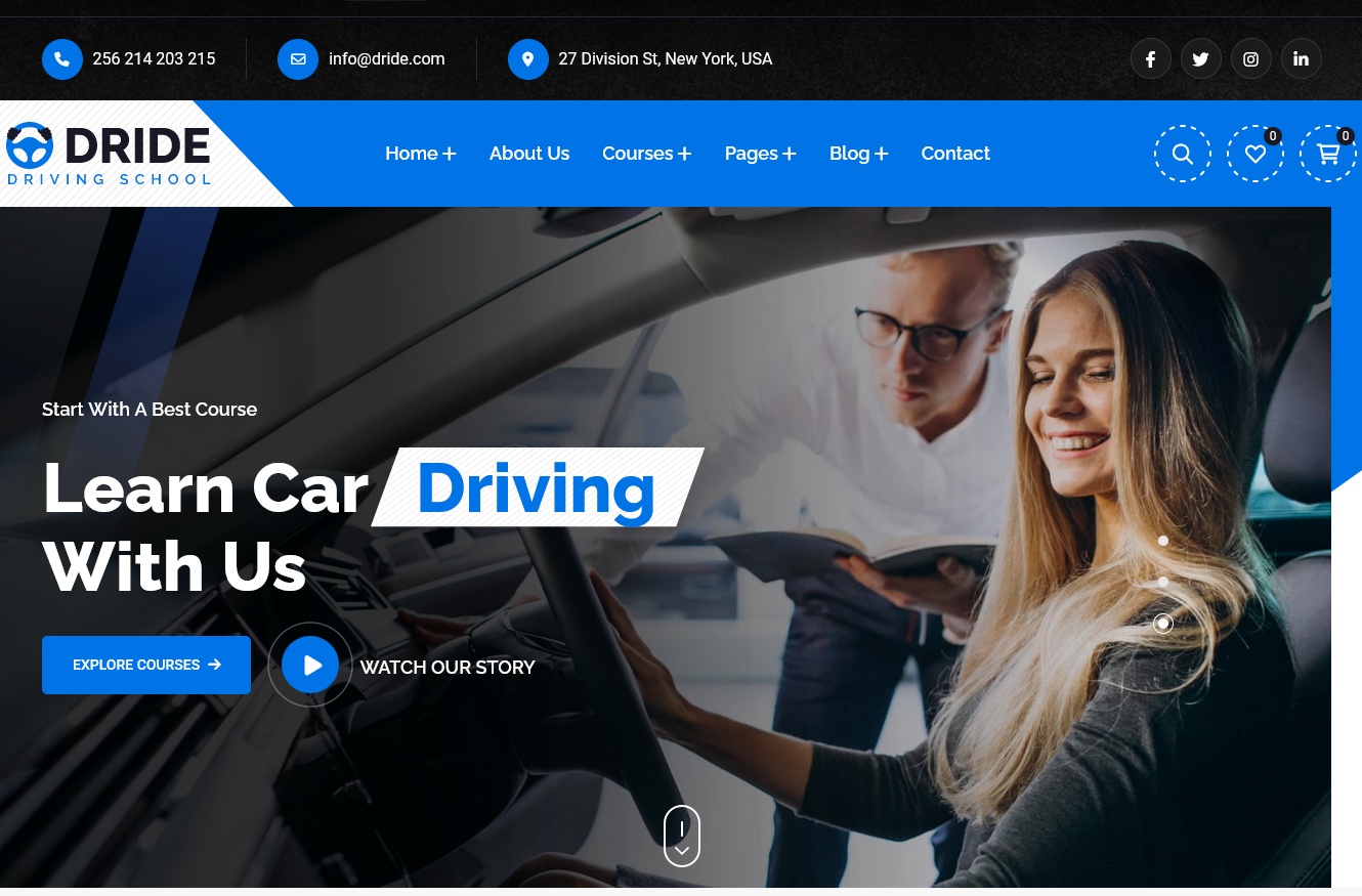 Dride Driving School WordPress Theme