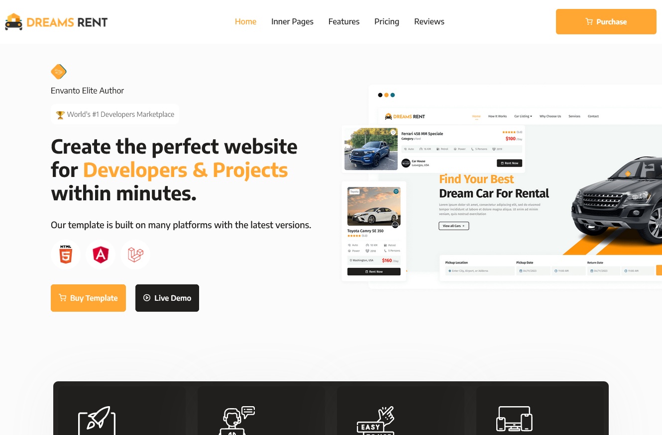 Dreams Rent Car Website Template