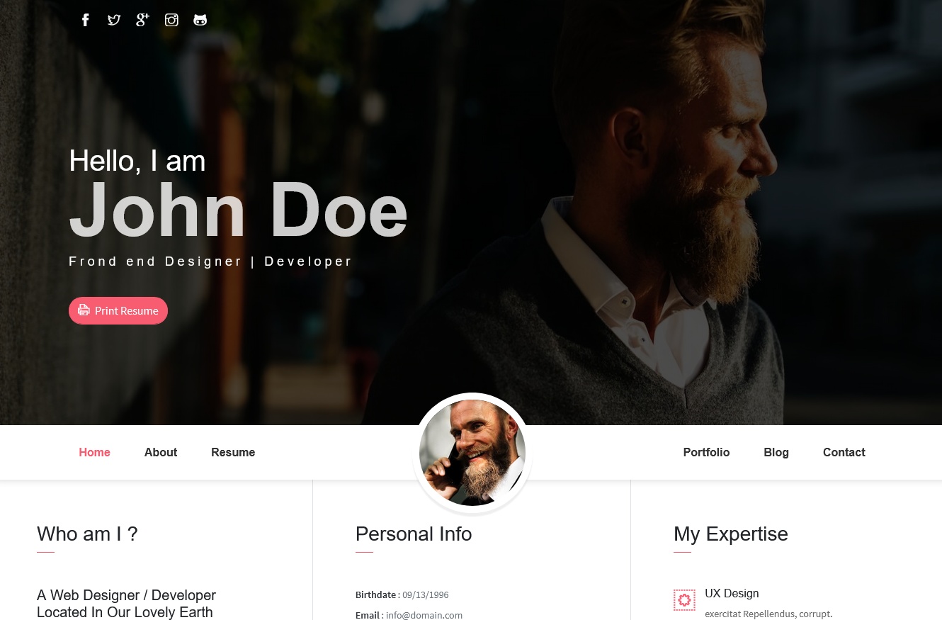 Jone Doe CSS One Page Template