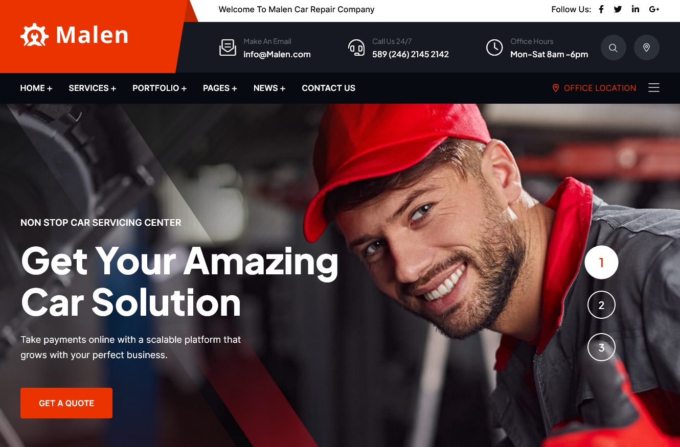 Malen Car Repair Website Template